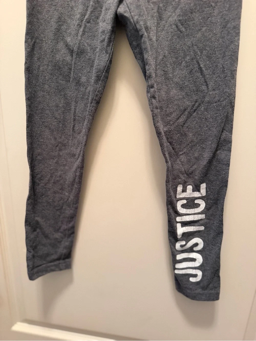 Justice Charcoal Gray Logo Leggings for Girls